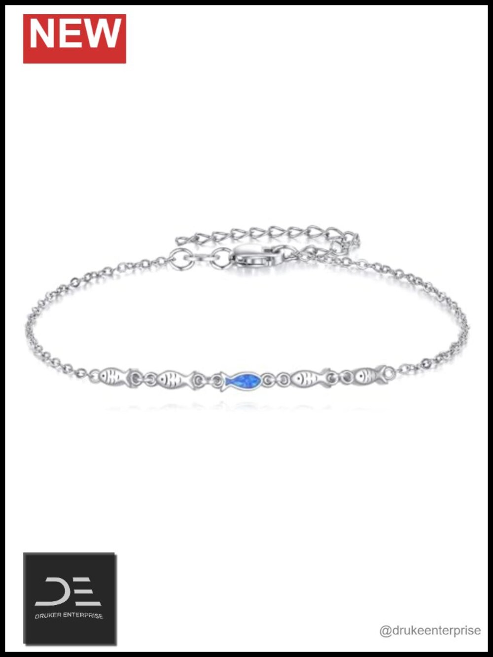 Sterling Silver Fish Charm Bracelet Inspirational Motivational Jewelry